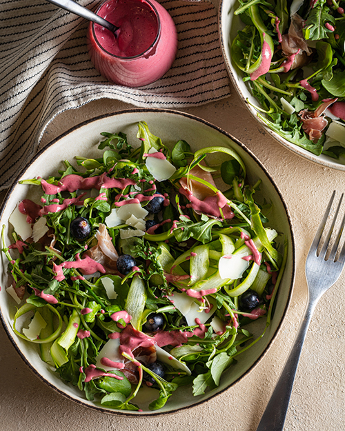 Shaved Asparagus & Prosciutto Salad Blackberry Vinaigrette