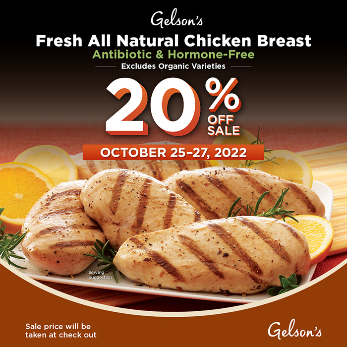 Fresh All Natural Chicken Breast Antibiotic & Hormone-Free. Excludes Organic Varieties. 20% Off Sale October 25-27, 2022