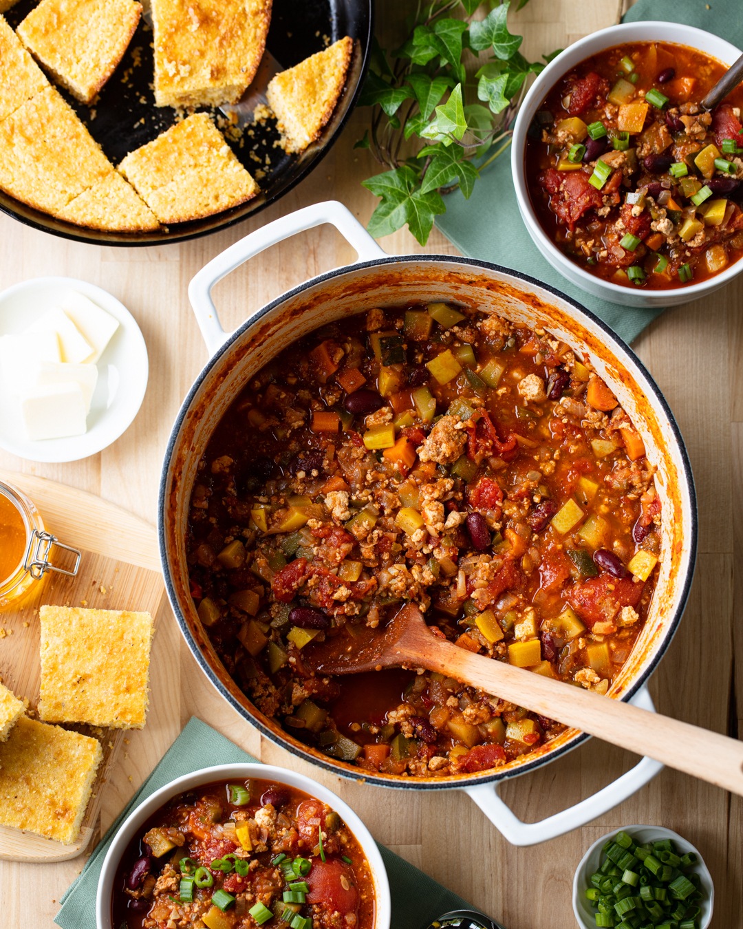 Game Day Chili and Skillet Cornbread