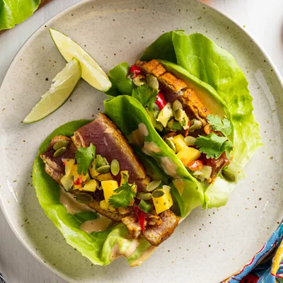 Ahi Tuna Lettuce Wrap Tacos