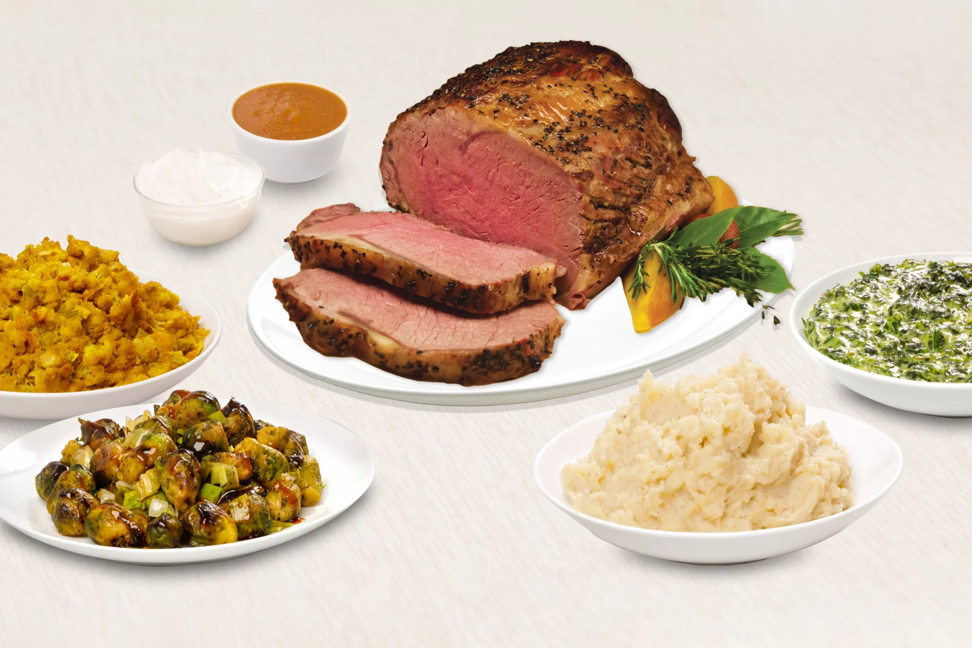 prime rib meal with sides
