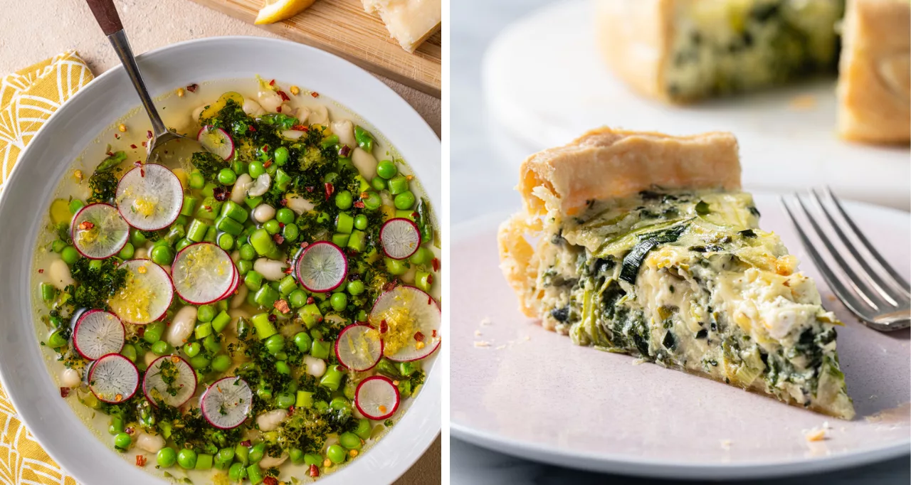 Delicious Spring Recipes: Spring Vegetable and White Bean Soup, Spring Quiche and More!