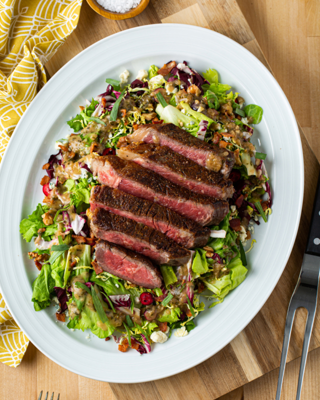 Steak Salad and Warm Bacon Vinaigrette