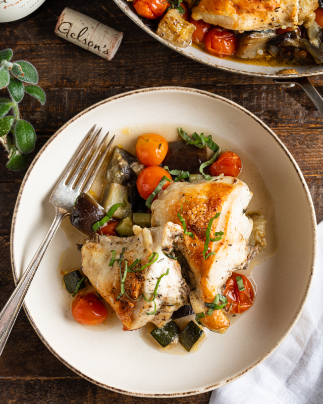 One-Skillet Roasted Chicken Breasts & Ratatouille