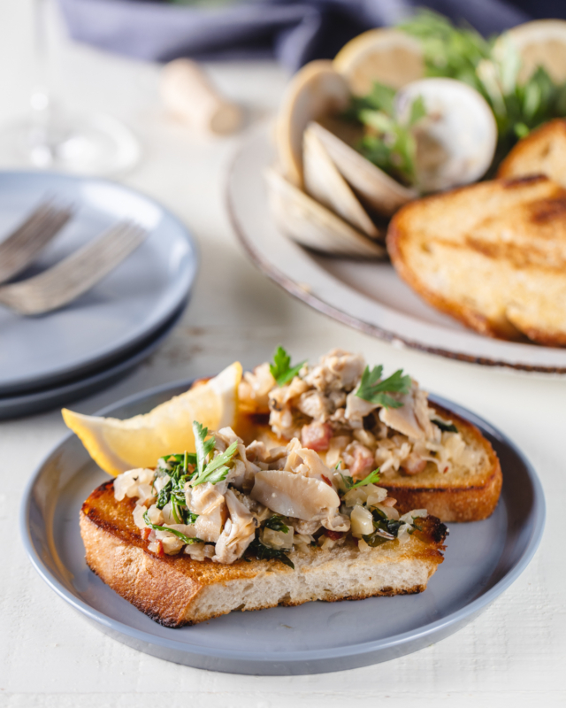 Clam Toasts with Pancetta