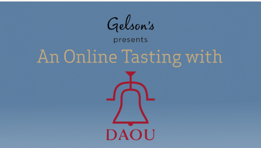 Gelson's presents an online tasting with Daou with blue background and Daou logo