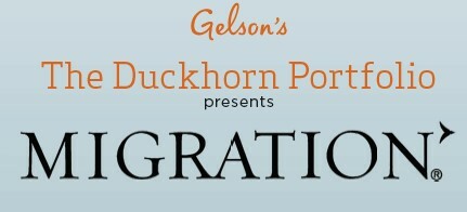 Gelson's The Duckhorn Portfolio presents Migration with light blue background
